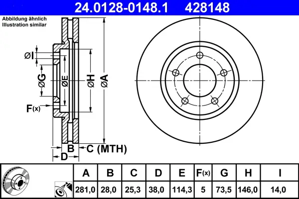 Knallerangebot ATE 24.0128-0148.1 - Bremsscheibe