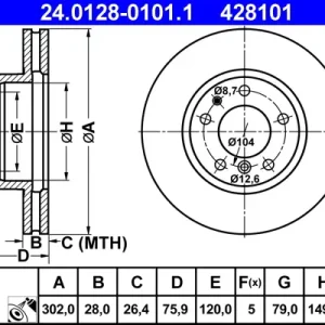 Wochenendangebot ATE 24.0128-0101.1 - Bremsscheibe