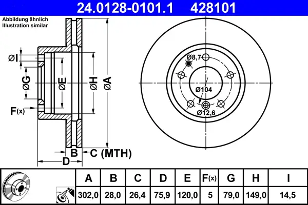 Wochenendangebot ATE 24.0128-0101.1 - Bremsscheibe