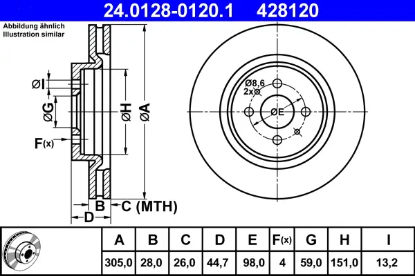 ATE 24.0128-0120.1 - Bremsscheibe Knallerangebot