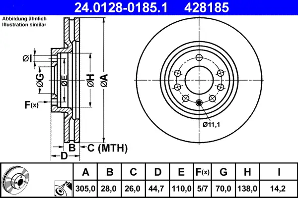 ATE 24.0128-0185.1 - Bremsscheibe Geprüft
