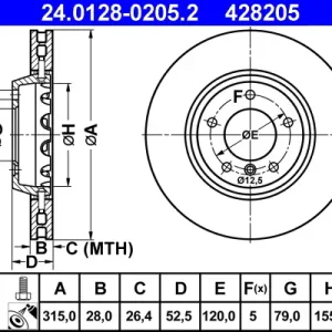 Neue Kollektion ATE 24.0128-0205.2 - Bremsscheibe