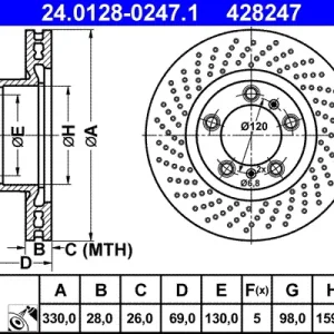 ATE 24.0128-0247.1 - Bremsscheibe Saisonangebot