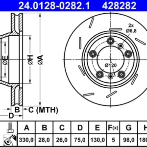 ATE 24.0128-0282.1 - Bremsscheibe Rabatt
