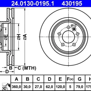 Zertifiziert ATE 24.0130-0195.1 - Bremsscheibe