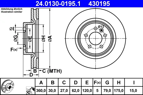 Zertifiziert ATE 24.0130-0195.1 - Bremsscheibe