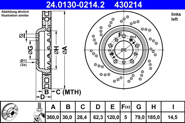 Günstig ATE 24.0130-0214.2 - Bremsscheibe