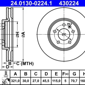 Neu ATE 24.0130-0224.1 - Bremsscheibe