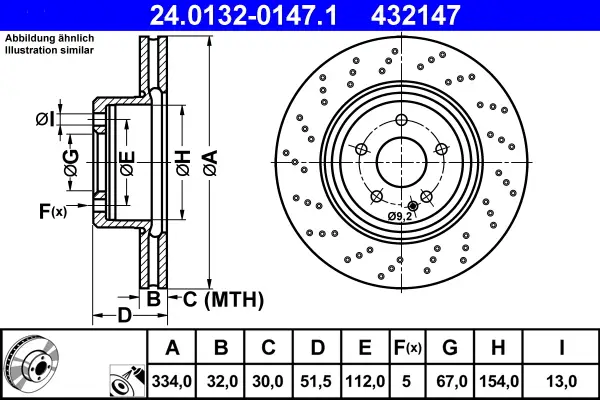 Markenprodukt ATE 24.0132-0147.1 - Bremsscheibe