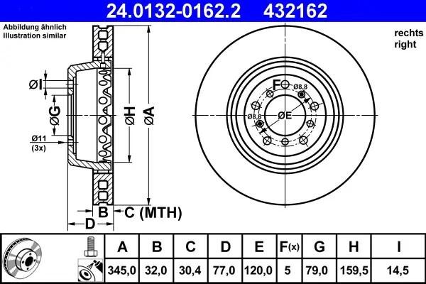 ATE 24.0132-0162.2 - Bremsscheibe Wochenendangebot