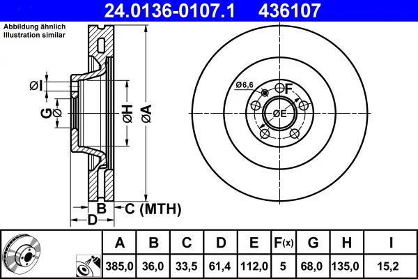 Letzte Chance ATE 24.0136-0107.1 - Bremsscheibe