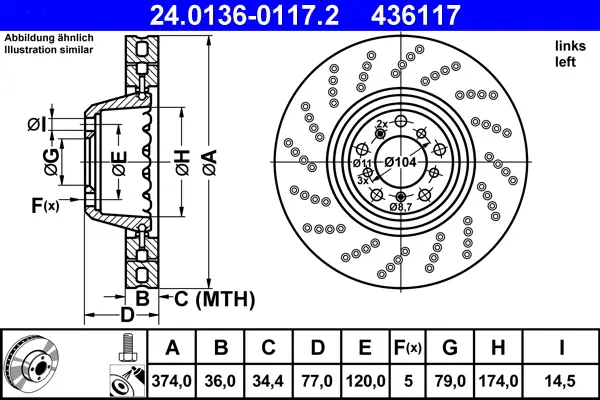 ATE 24.0136-0117.2 - Bremsscheibe Sonderangebot