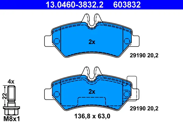 Neue Kollektion ATE 13.0460-3832.2 - Bremsbelagsatz, Scheibenbremse