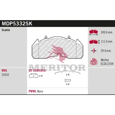 Neu MERITOR MDP5332SK - Bremsbelagsatz, Scheibenbremse - BRAKE PAD SERVICE KIT