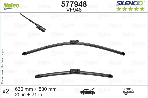VALEO VF948 Scheibenwischer 577948 - SILENCIO FLAT BLADE SET630mm / 530mm Aktuell