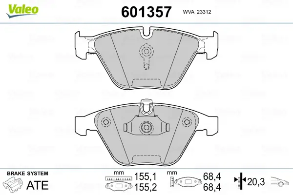 VALEO 601357 - Bremsbelagsatz, Scheibenbremse Echt