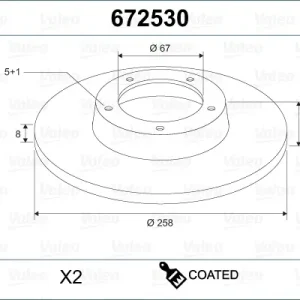 VALEO 672530 - Bremsscheibe - COATED Billig