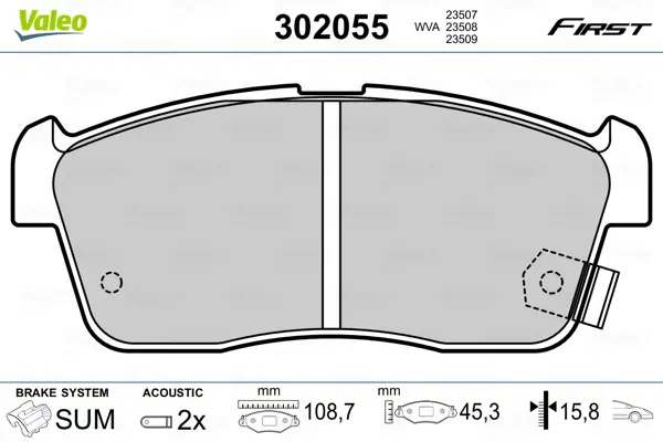 VALEO 302055 - Bremsbelagsatz, Scheibenbremse - FIRST Abverkauf