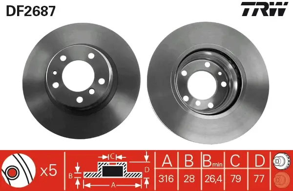 Neue Kollektion TRW DF2687 - Bremsscheibe