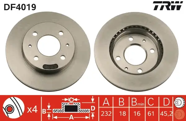 TRW DF4019 - Bremsscheibe Nur Für Kurze Zeit
