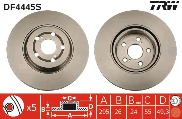 TRW DF4445S - Bremsscheibe - TRW SINGLE Online Kaufen