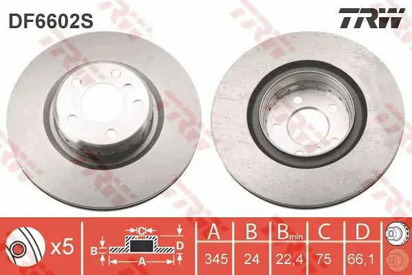 TRW DF6602S - Bremsscheibe - TRW SINGLE Online Kaufen