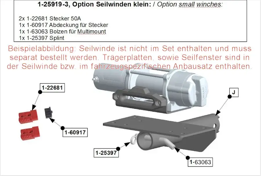 Option kleine Seilwinden für Hidden Multi-Mount, inkl Bolzen und Stecker Bestpreis