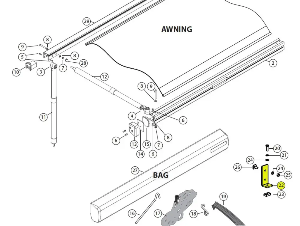 Rhino Rack L-Halter Sunseeker Markise für 50-032132 & 50-032133 (1 Stk) Highlight