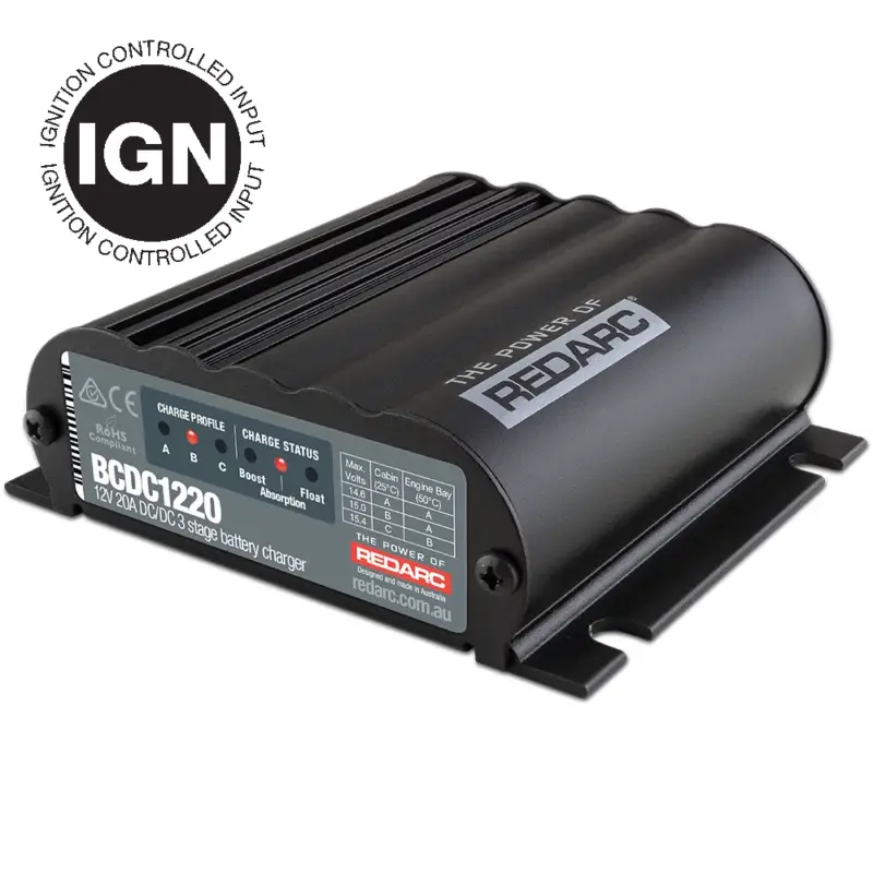 REDARC BCDC1220-IGN, Battery Charger, DC-DC, Ignition Input, 12V 20A Neuheit