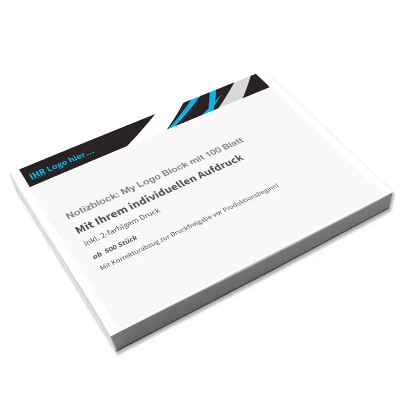 Notizblock My Logo Block mit 100 Blatt, DIN A6 quer 2/0-Einzelblattdruck Billig