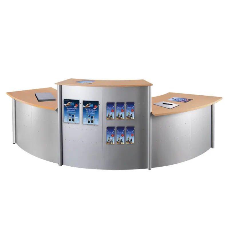 Empfangstheke TK4 Concept Set mit Theke und 2 Tischen 45 Grad abgewinkelt Theke, 2x Tisch Must-Have