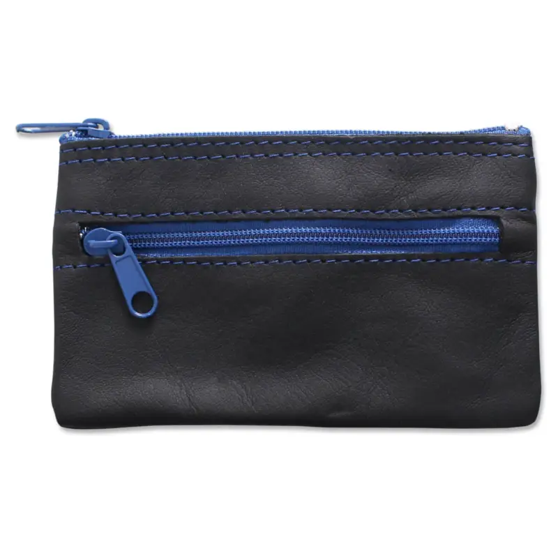 Schlüsseltasche Colo 2 Fächer, mit blauen Reißverschlüssen Schwarz/Blau Must-Have