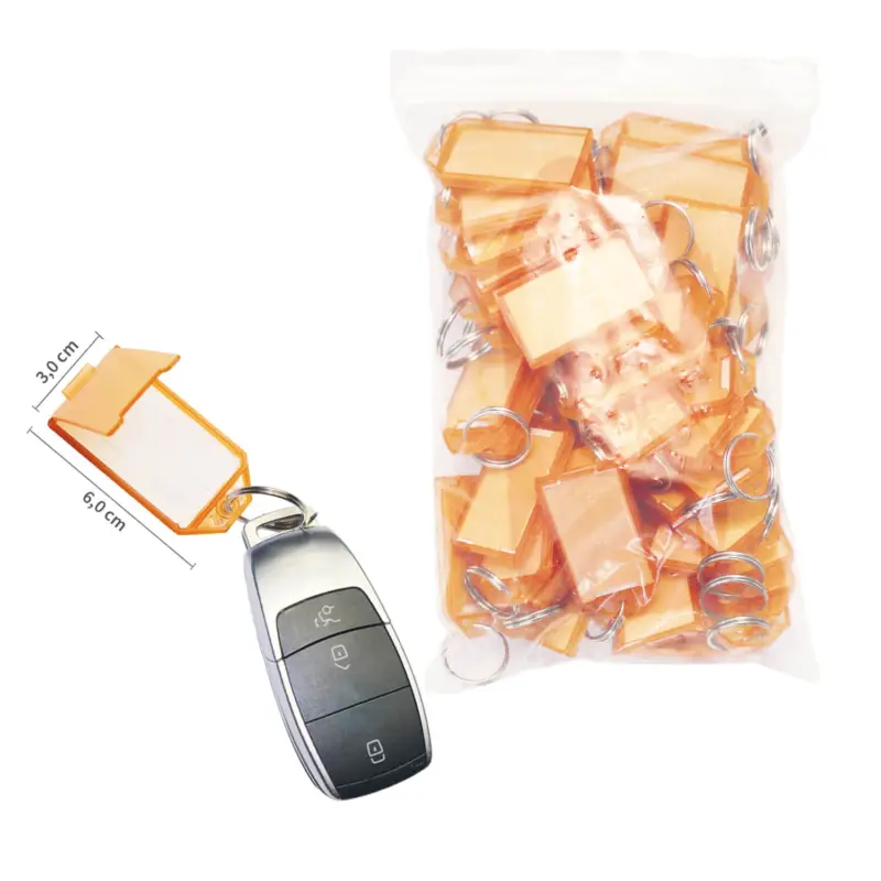 Neu Im Sortiment Schlüsselanhänger Midi Klapp-Fix 2-seitig beschriftbar, aufklappbar Orange